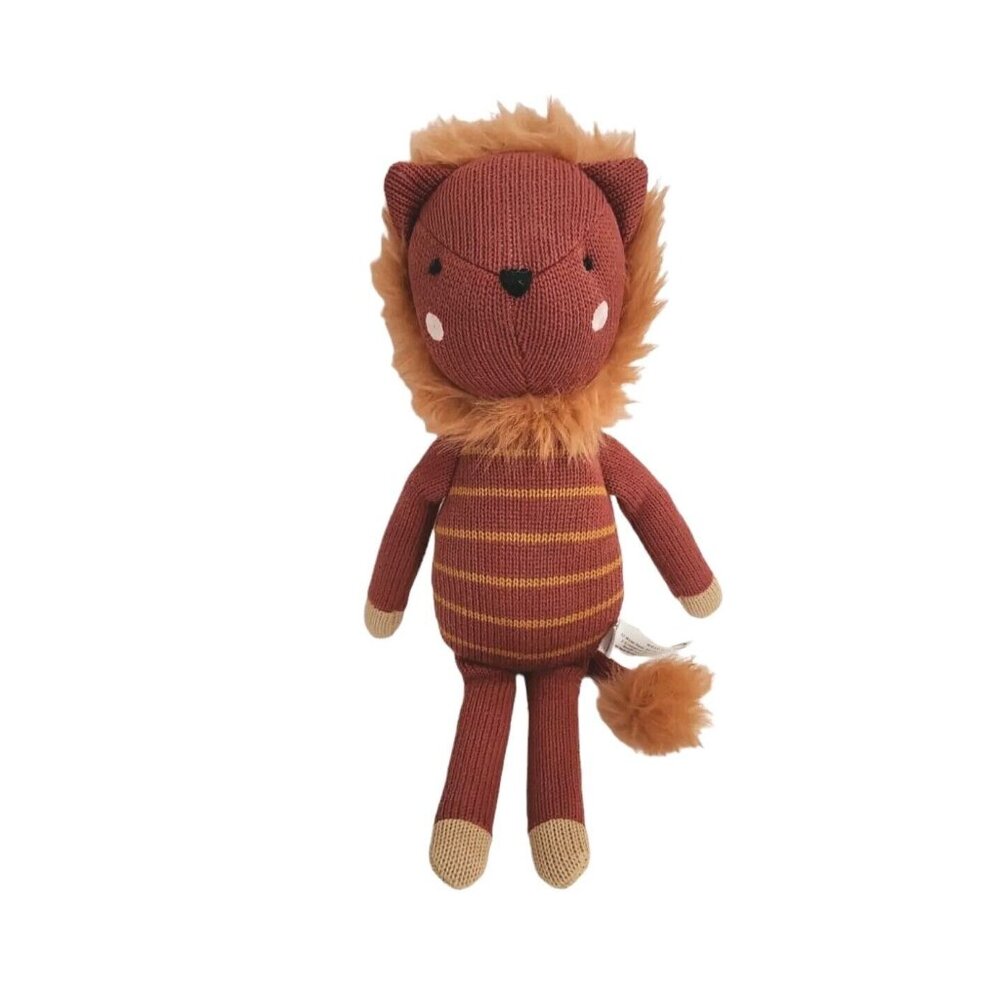 West Elm Knit Lion Plush Stuffed Animal Soft Crib Toy Brown Sewn Eyes 16" Floppy